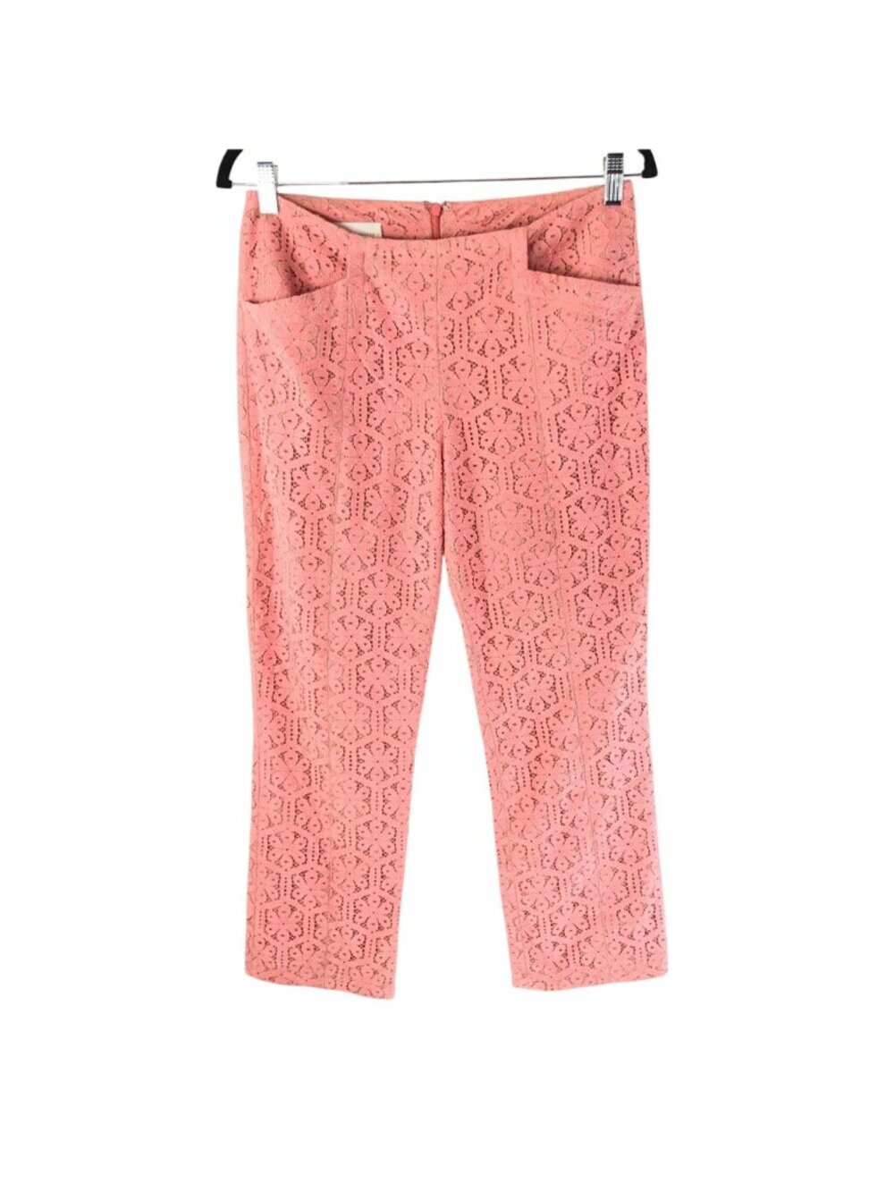 Anthopologie Corey Lynn Calter Womens Youghal Lace Cropped Pants Pink Floral 6